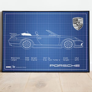 Porsche 911 Poster, Car Blueprints, Automoble Wall Decor, Car Poster, Car Poster Art, Gift For Him, Gift For Dad, Car Poster Download, Art