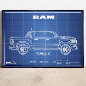 Dodge TRX Picture, Dodge Ram TRX Poster, Car Blueprints, Car Poster, Gift For Car Guy, Gift For Him, Gift For Dad, Gift For Friend, Artwork