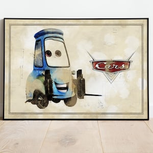 Guido Poster, Lightning McQueen, Kidsart, Gift For Child, Cars Poster, Cars Prints, Cars Wall Art, Cars Poster Art, Wall Decor, Cars Art