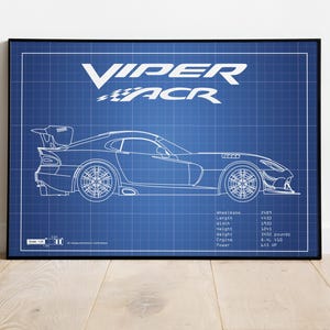 Dodge Viper ACR Picture, Car Blueprints, Car Poster, Gift For Dad, Gift For Friend, Best man Gift, Blueprint Art, Man Cave, Viper Picture
