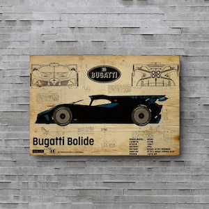 Bugatti Bolide Poster, Metal Prints, Metal Art, Car Blueprints, Car Poster, Garage Workshop Art, Gift For dad, Gift For Friend, Custom Art