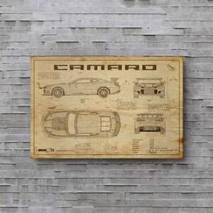 Poster of a Camaro, Chevy Camaro, Car Blueprints, Car Poster, Gift For Car Guy, Gift For Him, Gift For Dad, Gift For Friend, Best Man Gift