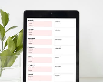 Meal Planner Template | Printable Weekly Meal Organizer | Digital PDF