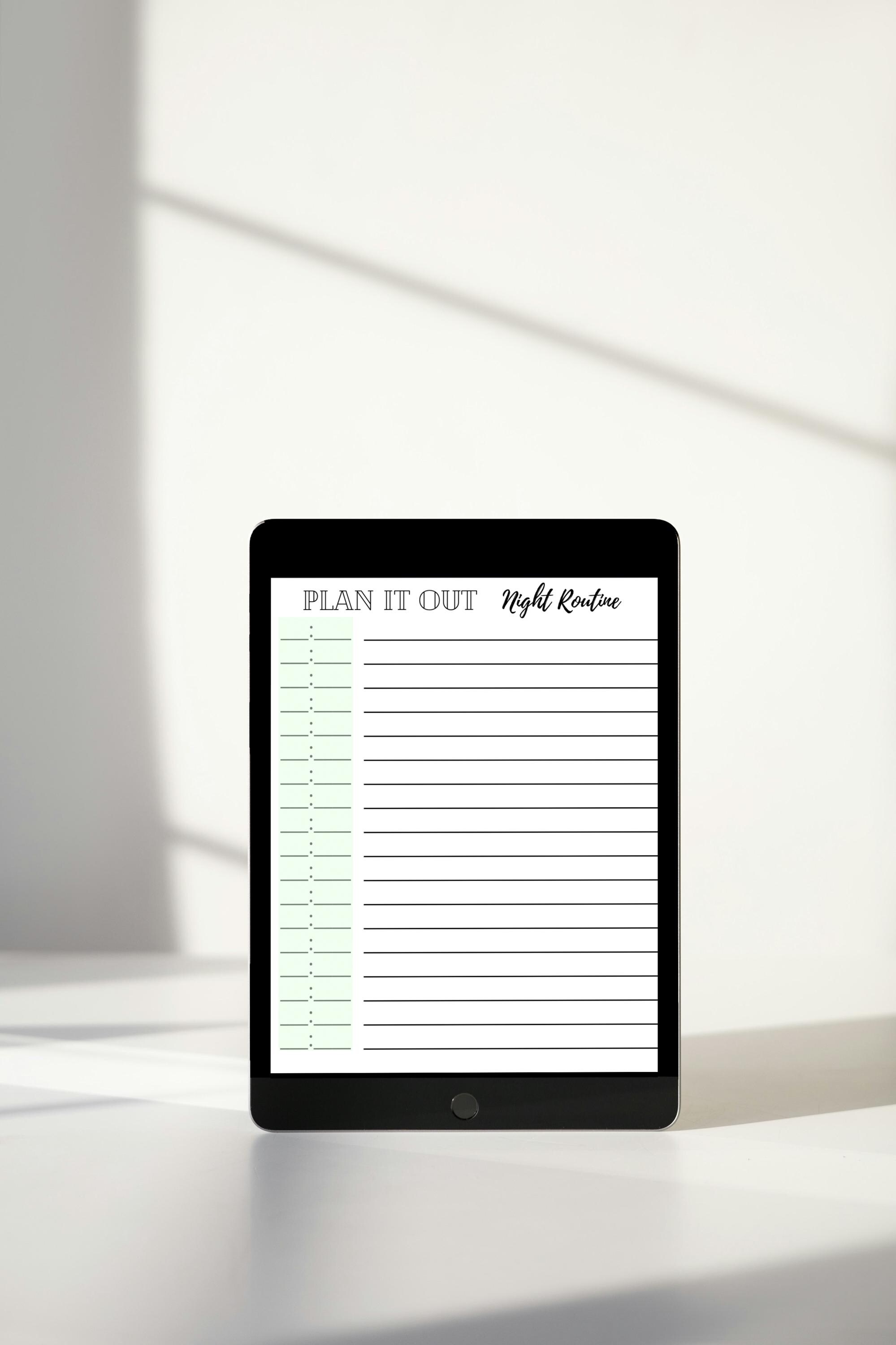 Digital Plan It Out Night Routine Template | Printable Evening Planner ...