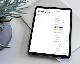 Sjabloon voor dagelijkse beoordeling | Afdrukbare zelfreflectiepagina | Digitale pdf