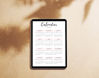 2025 Digital Calendar | Minimal Year-at-a-Glance PDF | Printable Download