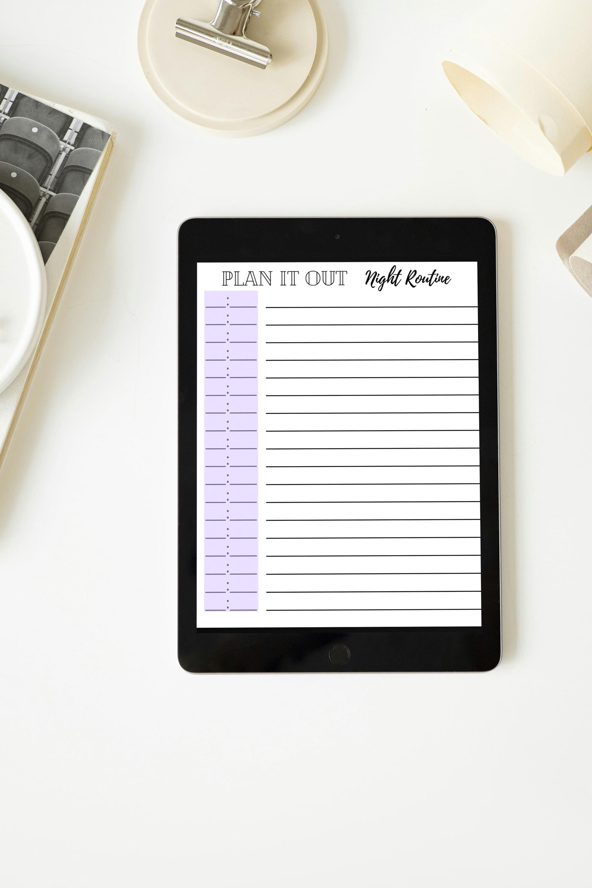 Digital Plan It Out Night Routine Template | Printable Evening Planner ...