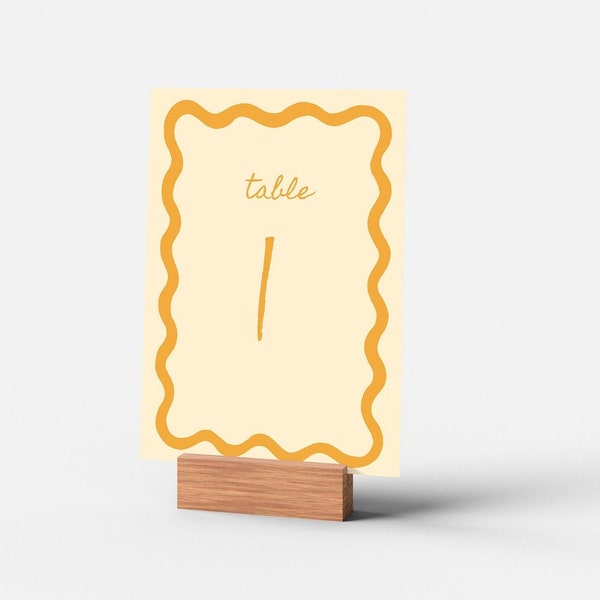 WEDDING TABLE NUMBER Template, whimsical hand drawn sign, funky  scribble border, instant download, handwritten.