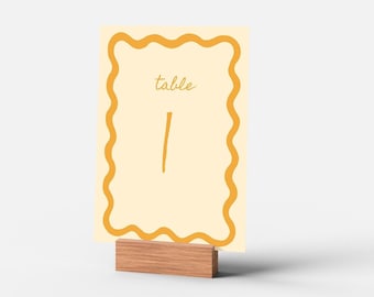 WEDDING TABLE NUMBER Template, whimsical hand drawn sign, funky  scribble border, instant download, handwritten.