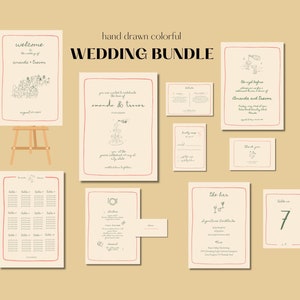 Colorful, Whimsical, Wedding Bundle | Hand Drawn,