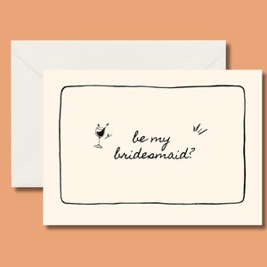 Carte de proposition de demoiselle d'honneur lunatique, artistique, dessinée à la main, écrite à la main, entièrement personnalisable, téléchargement numérique.