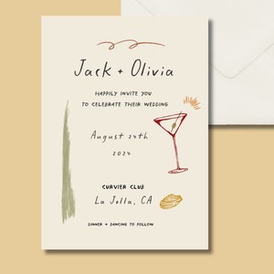 Artsy Wedding Invitation, Colorful, Hand Drawn, Quirky, Unique, Whimsical Digital Template. image 1