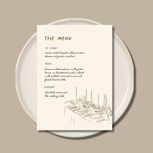 Dinermenu, grillig, kunstzinnig, uniek, handgetekend dinermenu, digitale sjabloon.