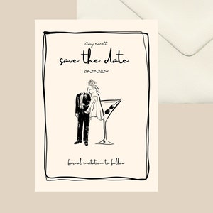 Save the Date, Hand Drawn, Classy, Chic Invitation, Engagement Party or Wedding Invitation, Digital Download.