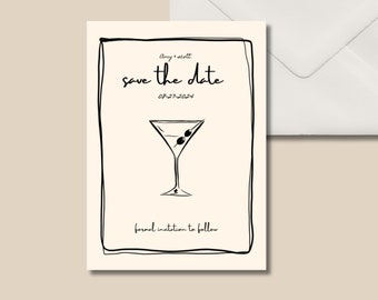 Enregistrez la date, Hand Drawn, Unique, Classy, Chic Invitation, Engagement Party ou Wedding Invitation, Digital Download.