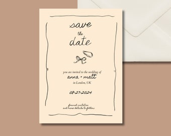 Save the Date, Whimsical, Hand Written, Chic, Digital Template