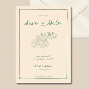 Save The Date, Hand Drawn Designs, Handwritten fonts, Trendy, Whimsical, Modern Template