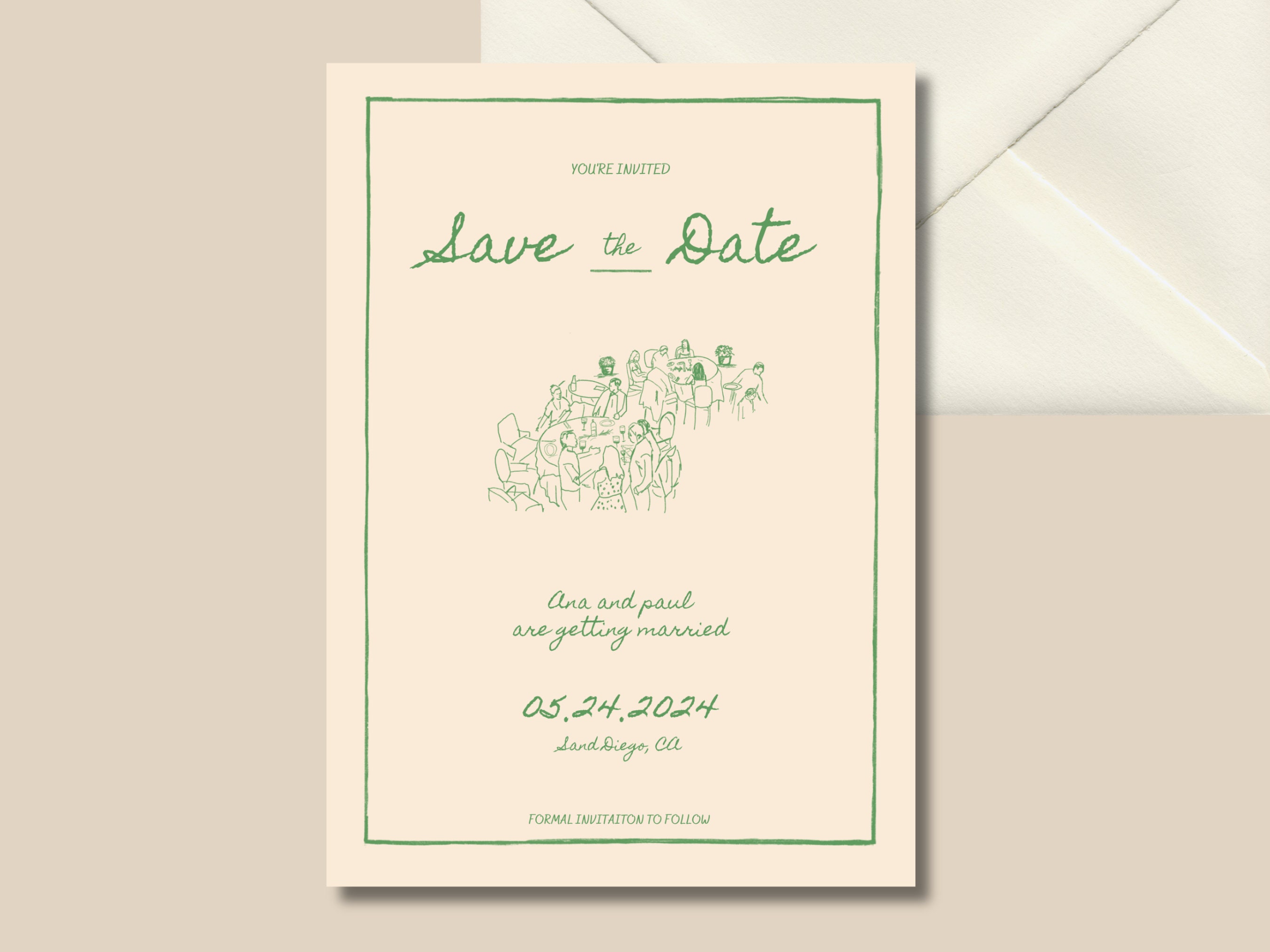 Save The Date, Hand Drawn Designs, Handwritten fonts, Trendy, Whimsical, Modern Template