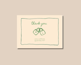 Thank You Card, Whimsical Cards, Wedding Stationary, Hand Drawn, Colorful, Digital Download.