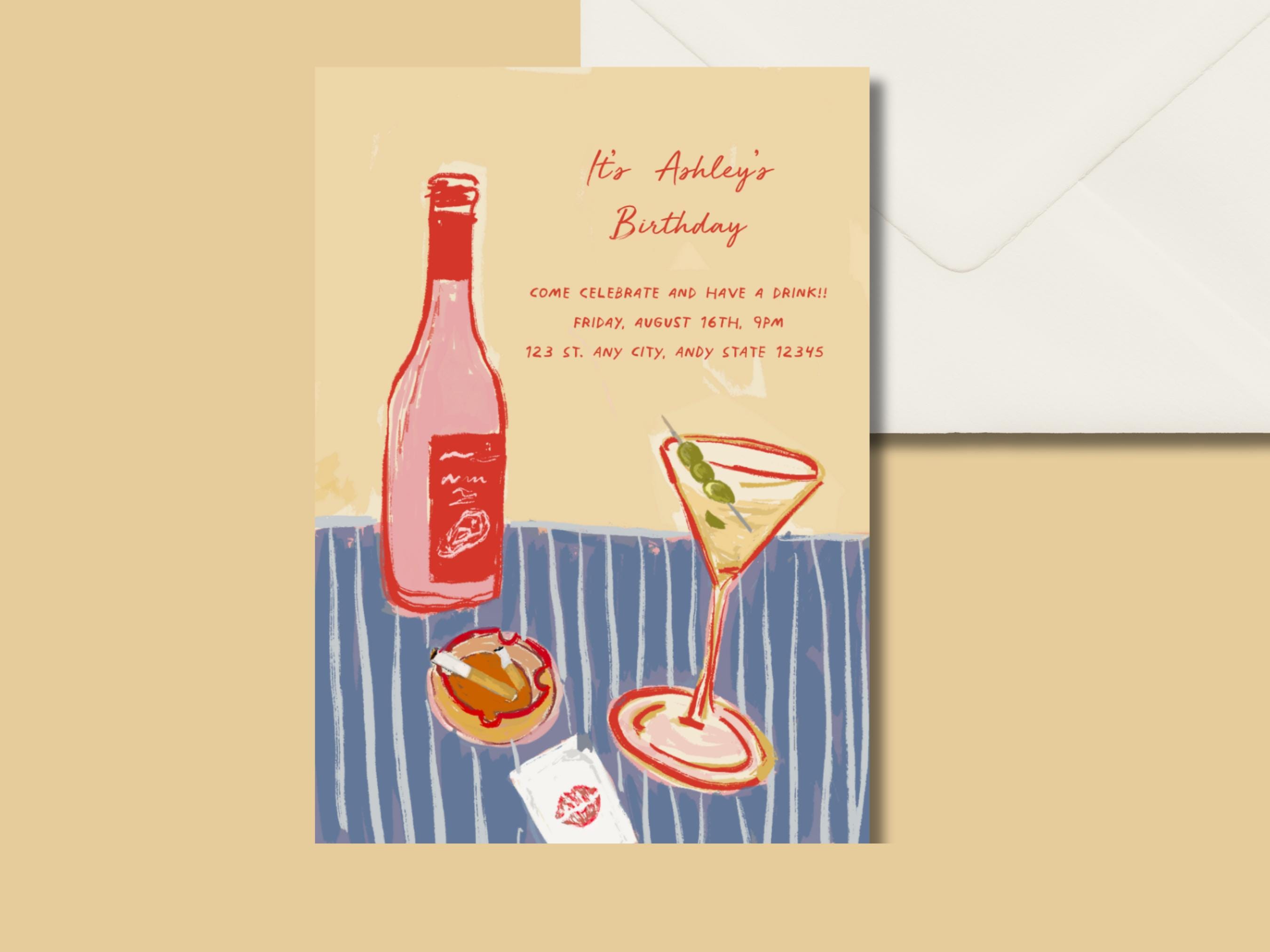 Party Invitations Inspiration Dinner Party Invitation, Birthday Invitation, Colorful, Funky, Bold ...