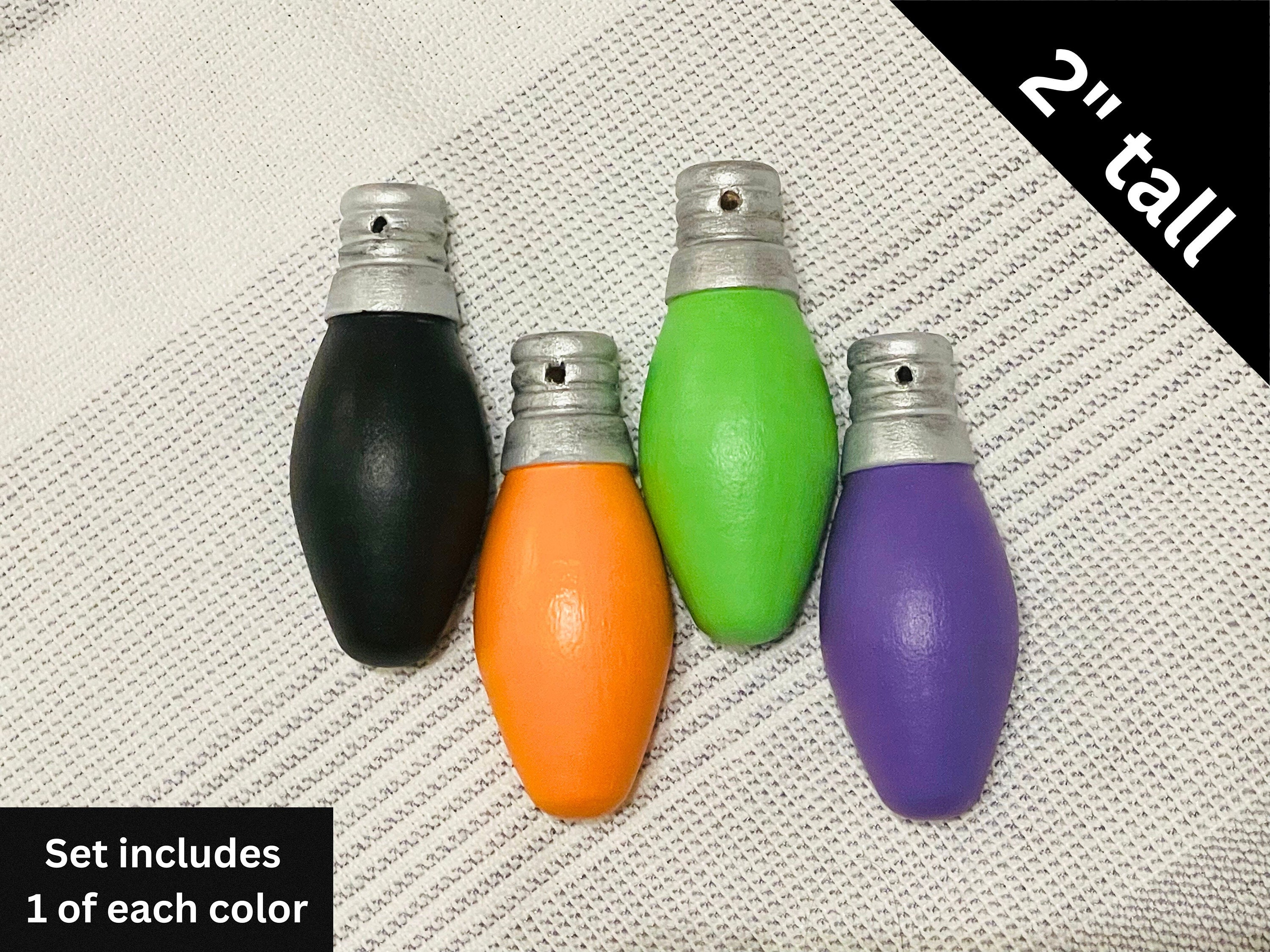 Halloween Light Bulbs set of 4, Halloween Decor, Handpainted Decorative