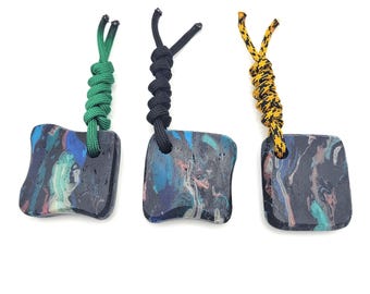 Rag Micarta Worry Stone Keychain FOBS EDC Paracord Fidgeting Pocket