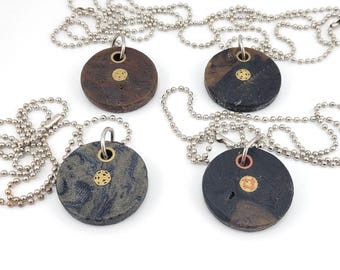 Rag Micarta Pendants Necklace EDC Chain Mosaic Pin Pocket