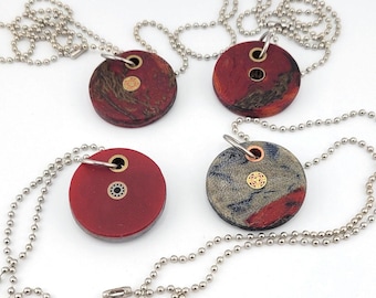 Rag Micarta Pendants Necklace EDC Chain Mosaic Pin Pocket