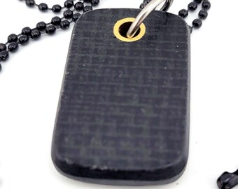 Collar con colgante de micarta de arpillera negra EDC, cadena de bolsillo
