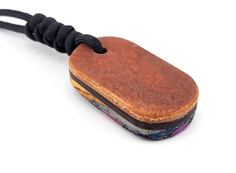 Leather Rag Micarta Worry Stone Keychain FOBS EDC Paracord Fidgeting ...
