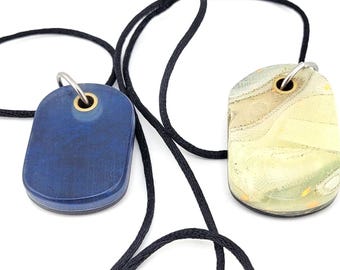 Gold Pendant FOB Keychain Worry Stone EDC Necklace Rag Micarta