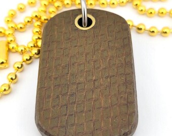 Cadena de collar EDC con colgante de micarta de trapo de arpillera