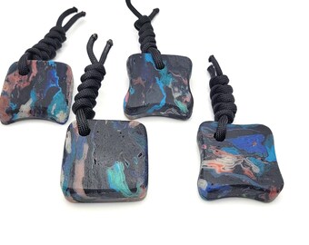 Rag Micarta Worry Stone Keychain FOBS EDC Paracord Resin Fidgeting Pocket