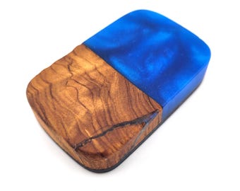 Worry Stone Keychain FOBS EDC Fidgeting Wood Blue Pocket