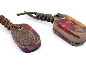 Rag Micarta Worry Stone Keychain FOBS EDC Paracord Fidgeting Glow Pocket