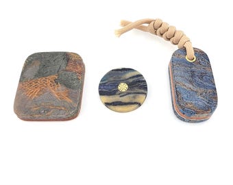 Rag Micarta Worry Stone Keychain FOBS EDC Paracord Fidgeting Coin Pocket