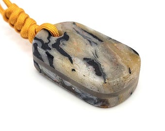 Gold Flakes Glow Worry Stone Keychain FOBS EDC Paracord Fidget Pocket