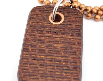 Colgante EDC de micarta de trapo de arpillera, cadena de cobre para bolsillo