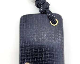 Llavero de piedra de preocupación de micarta de trapo de arpillera negra FOBS EDC Paracord Fidgeting