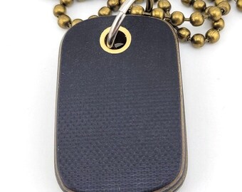 Colgante de micarta de tela EDC, collar con cadena y bolsillo