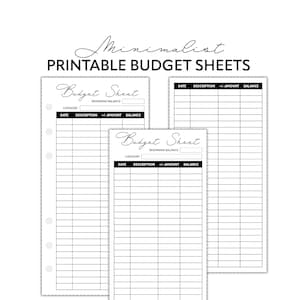Minimalist Printable Budget Sheets