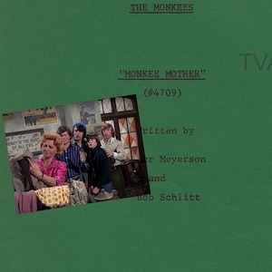 THE MONKEES TV Series Script &quot;Monkee Mother&quot;, Davy Jones, Peter Tork, Micky Dolenz, Michael Nesmith