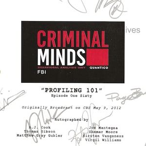 CRIMINAL MINDS TV Series Script, Thomas Gibson, Shemar Moore, Matthew Gray Gubler Signed rpt (Gift)