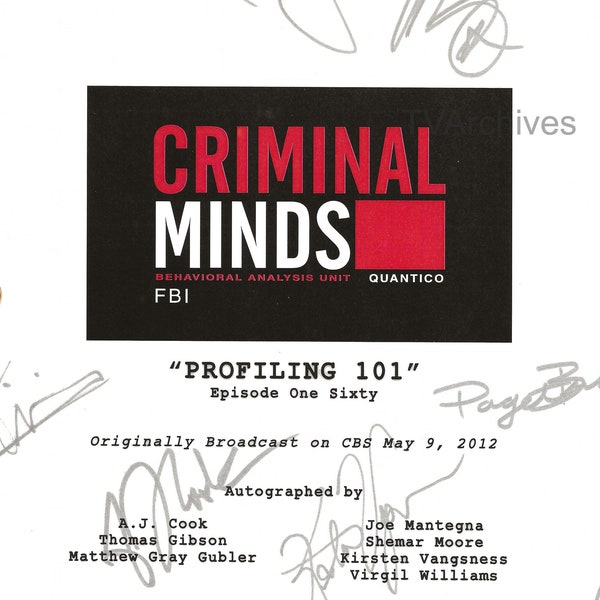 CRIMINAL MINDS TV Series Script, Thomas Gibson, Shemar Moore, Matthew Gray Gubler Signed rpt (Gift)