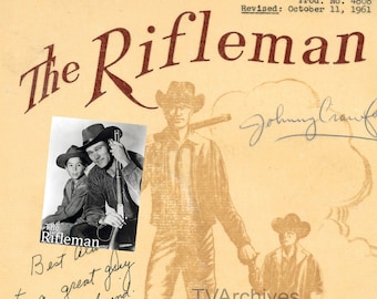 THE RIFLEMAN Western TV Series Script Chuck Connors & Johnny Crawford signed (copy), dad father&#39;s day birthday gift
