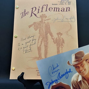 THE RIFLEMAN TV Series Script + Color Photo [rpt], Chuck Connors & Johnny Crawford, Western tv Show