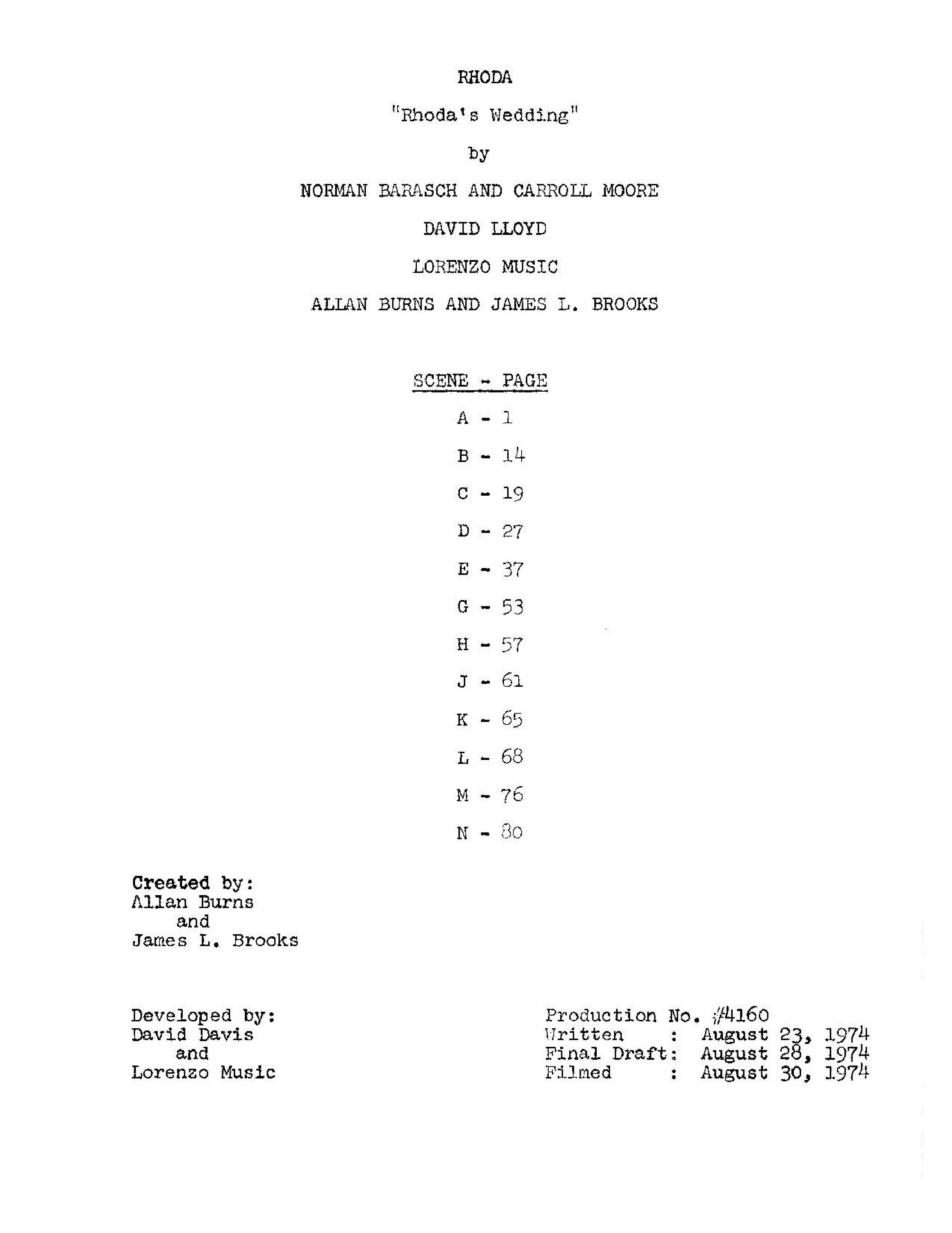 RHODA'S WEDDING Rare TV Series Script Valerie Harper - Etsy