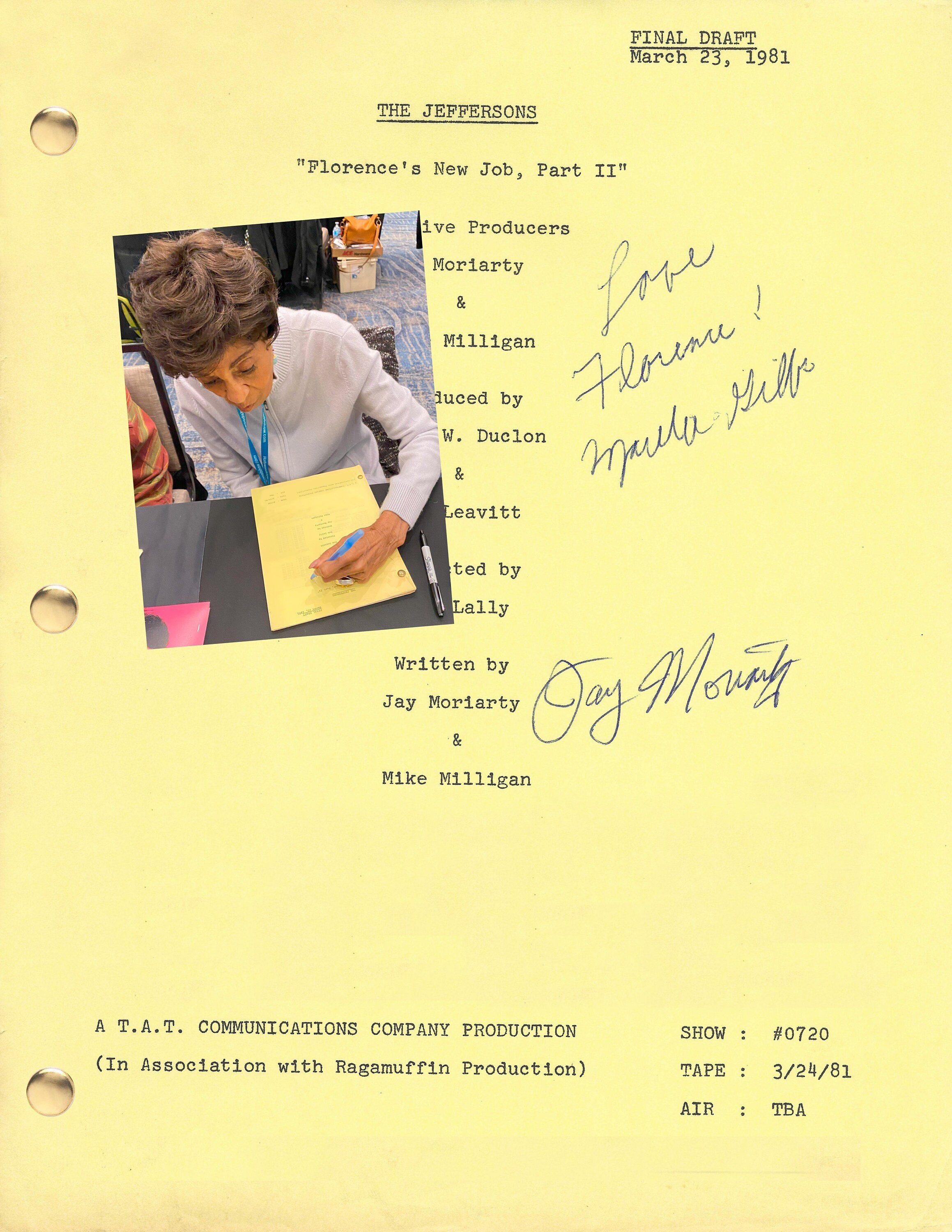 THE JEFFERSONS TV Series Script, Checking In Spinoff, Marla Gibbs Signed (copy) Classic Television Gift