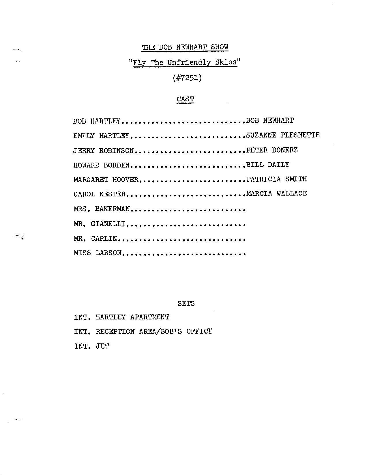 Instant Get Bob Script BOB NEWHART SHOW First Episode Rare Tv Series Script + Extras, Suzanne ...