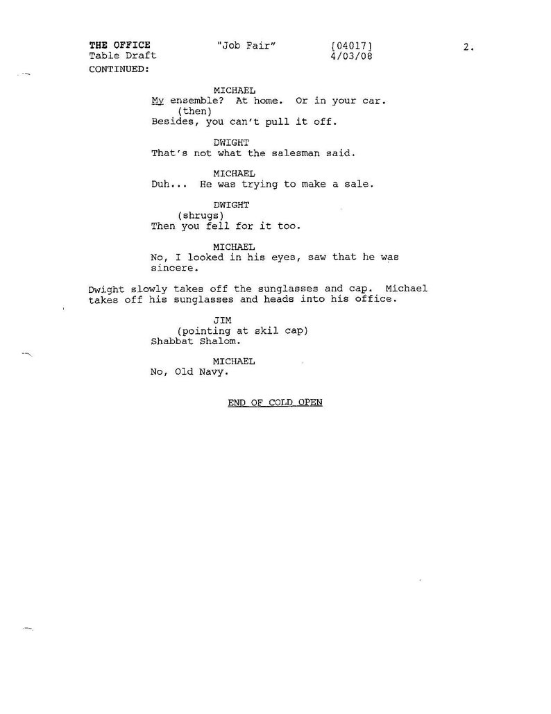 THE OFFICE TV Series Script - Steve Carrell, John Krasinski, Jenna ...